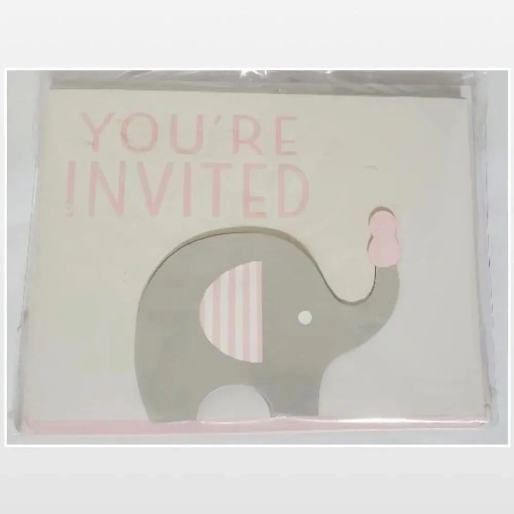 New Kid Pink Elephant Invitations Home
